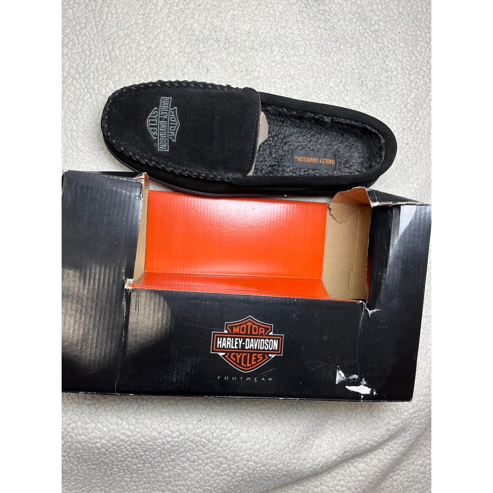 Harley Davidson Mens Clay Black Suede Moccasin Slippers Size 12 D93926 New